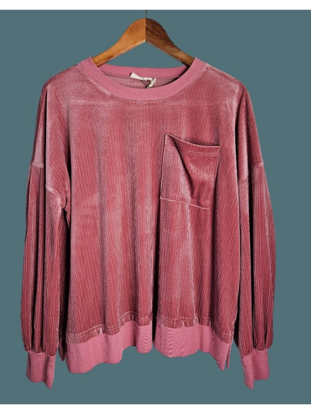 Pol Oversized Cozy Soft Stretch Pullover Ribbed Top Women Size S